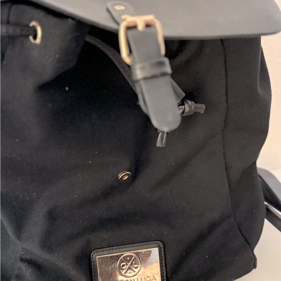 Gaston Luga Backpack Classy Black Canvas Drawstring Purse Tote - Picture 3 of 6